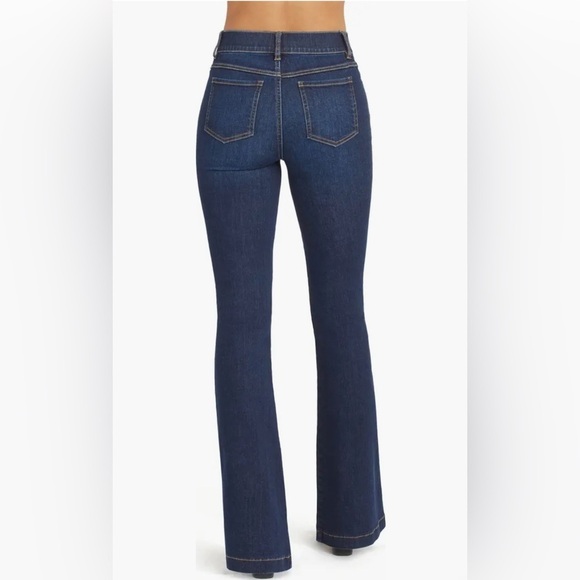 SPANX Pull-on Stretch Denim Flare Jeans Midnight Shade - Picture 3 of 14